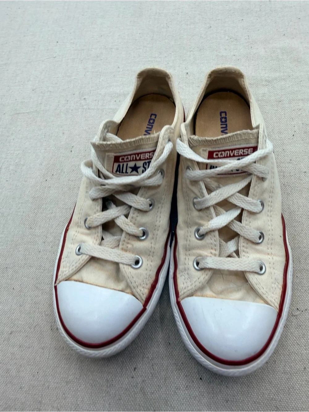 Converse Kids Low-Top Canvas Sneakers in Cream